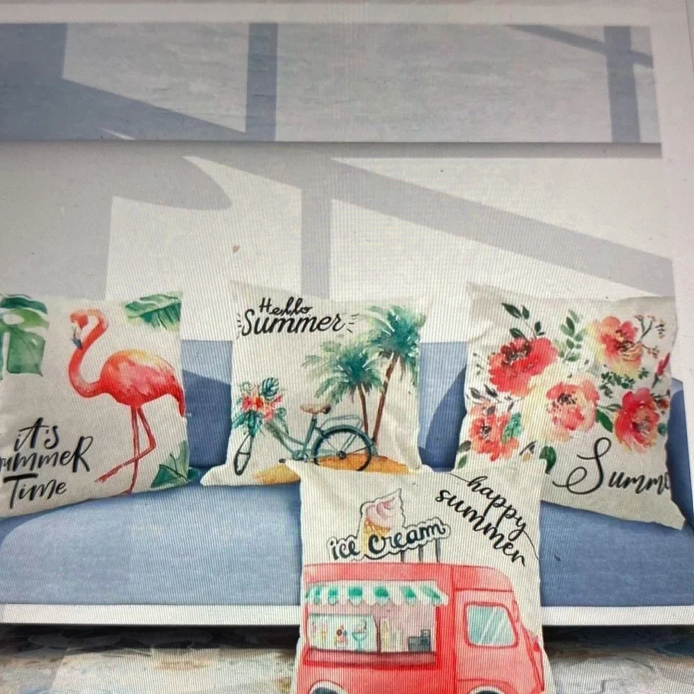 Summer pillow covers 18“ x 18“ set of 4  Farmhouse pillow case